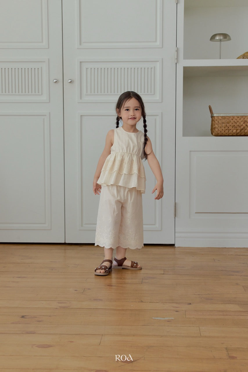 韓國童裝 26夏| RO08 Blanc Embroidery Pants (90-120cm)