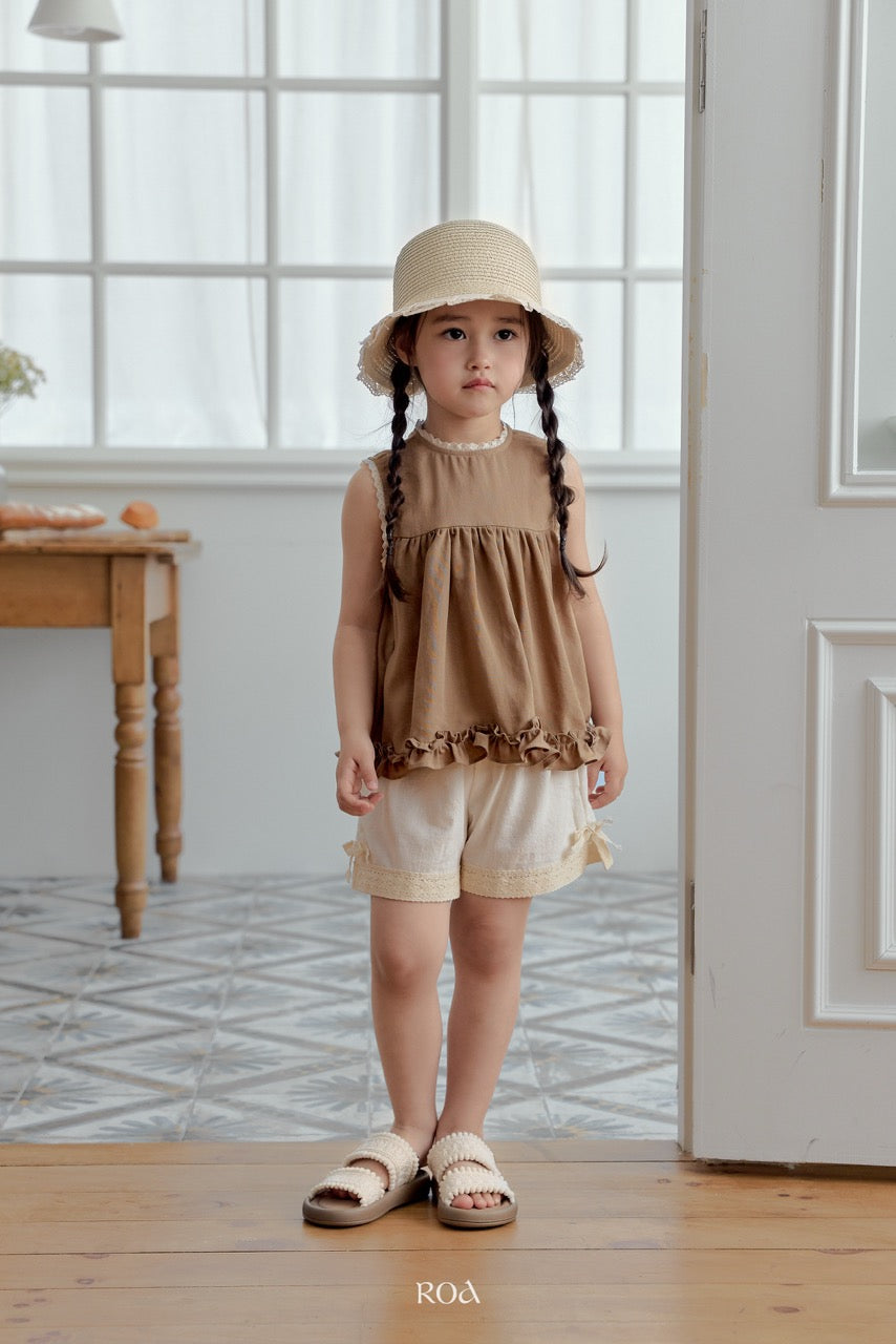 韓國童裝 26夏| RO17 Sleeveless Yoke Frill Blouse (90-120cm)