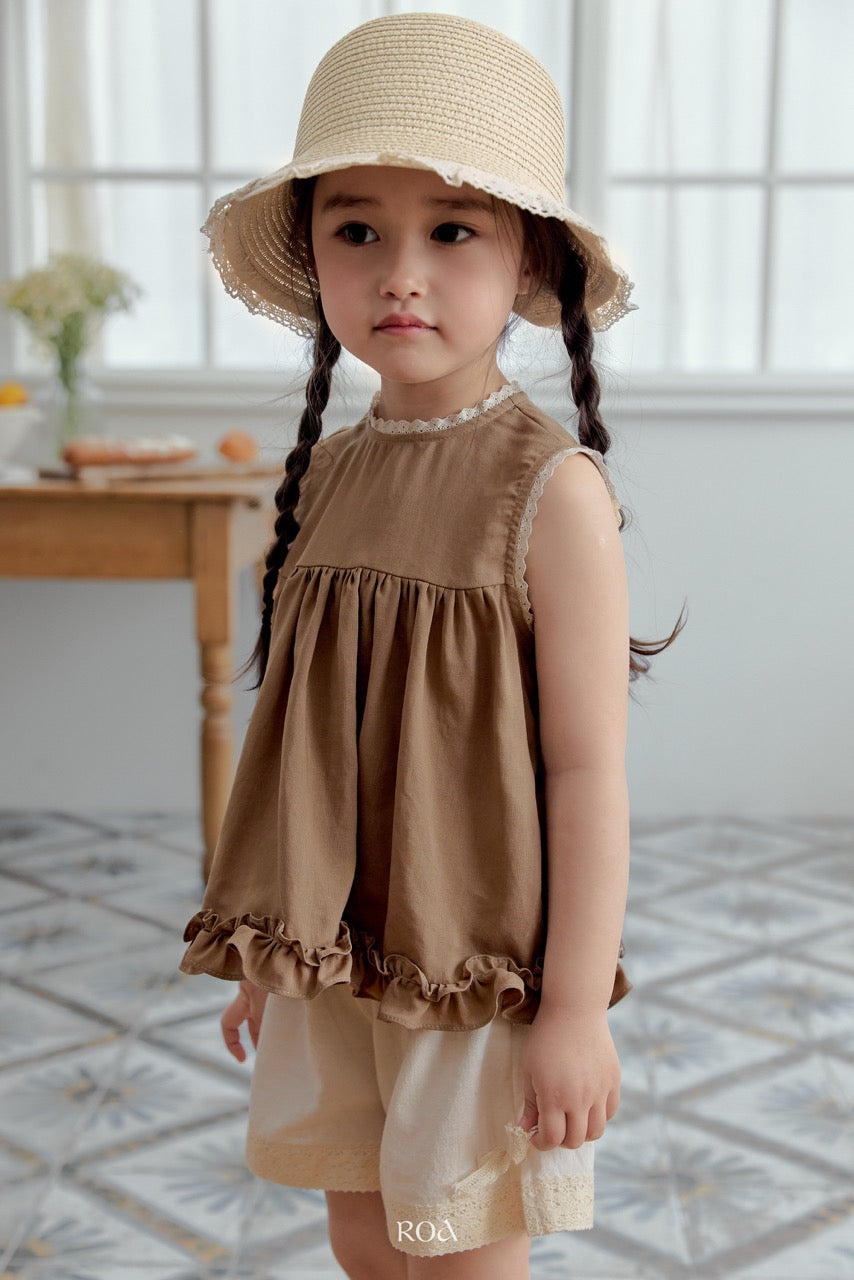 韓國童裝 26夏| RO17 Sleeveless Yoke Frill Blouse (90-120cm)