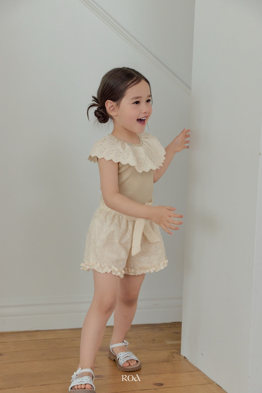 韓國童裝 26夏| RO25 Vanilla Lace Sleeveless T-shirt (90-120cm)