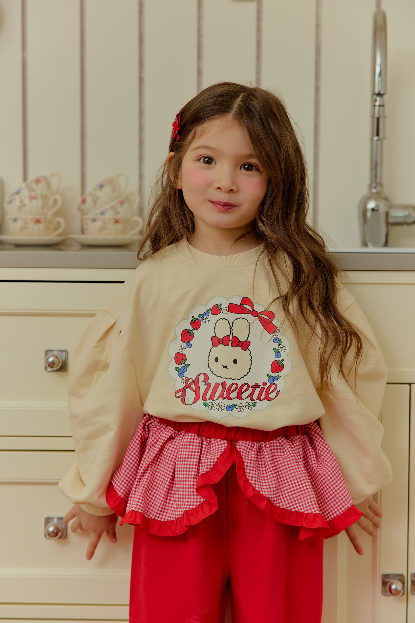 韓國童裝 26春 | SE28 格紋裙擺長褲 (90~130cm)