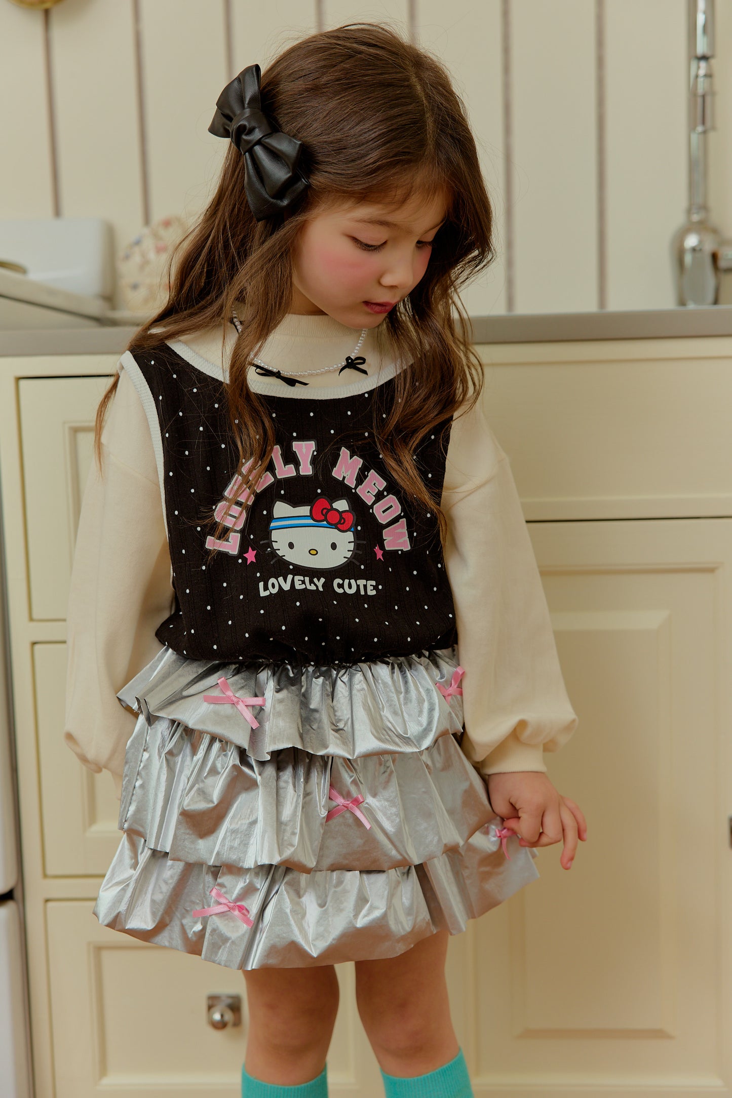 韓國童裝 26春 | SE35 蝴蝶結層層裙 (90~130cm)