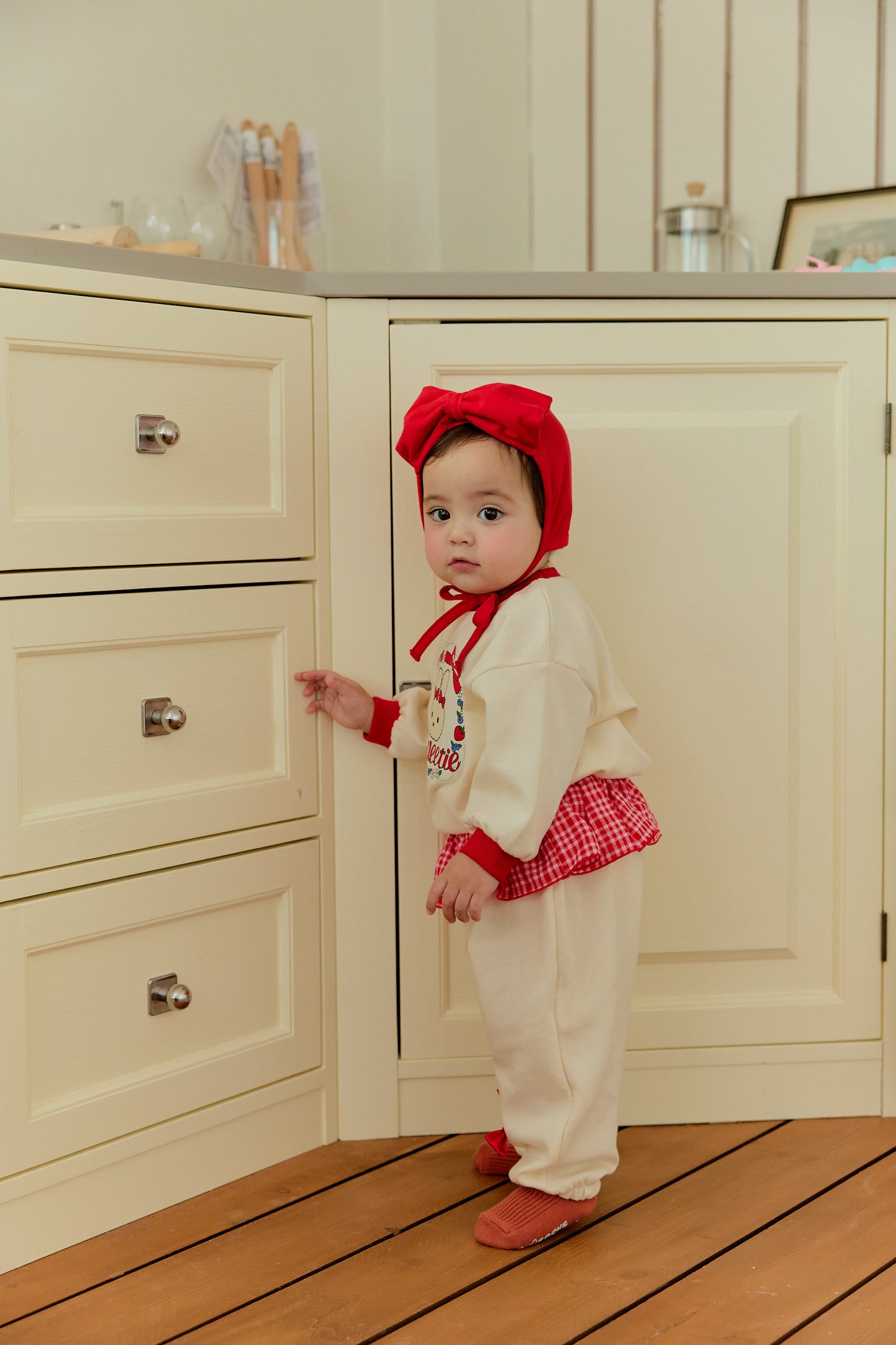 韓國童裝 26春 | SE06 格紋荷葉邊套裝 (70~100cm)