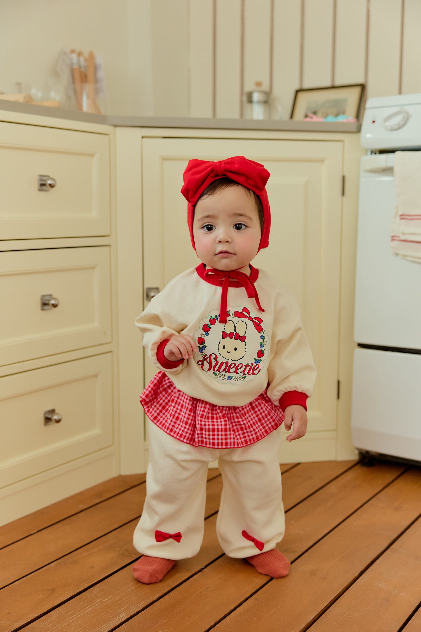 韓國童裝 26春 | SE06 格紋荷葉邊套裝 (70~100cm)