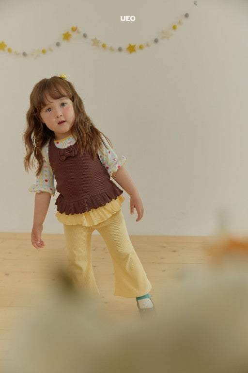 韓國童裝 26秋| UE16 Sweety Frill Bootcut Pants 長褲 (90-130)