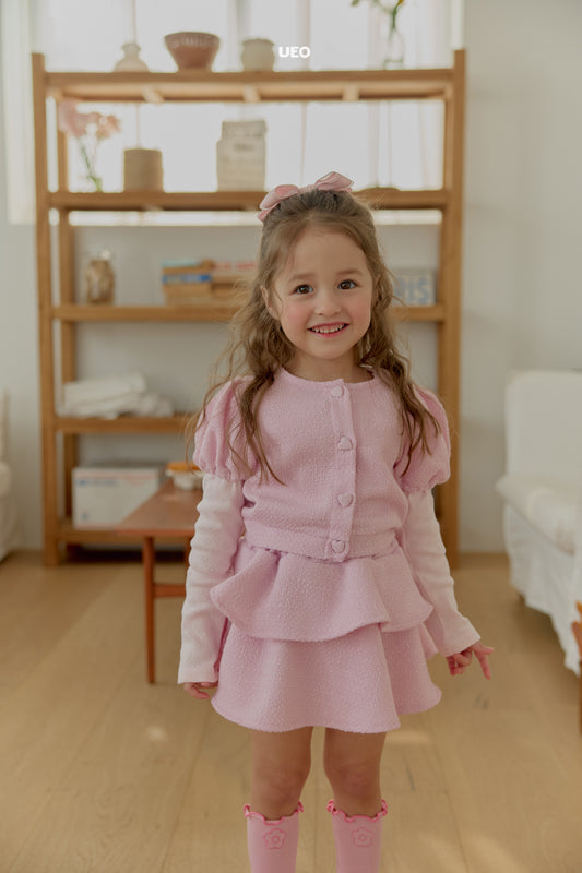 韓國童裝 26春 |  UE07 Cotton Candy Heart Cardigan (90-125cm)