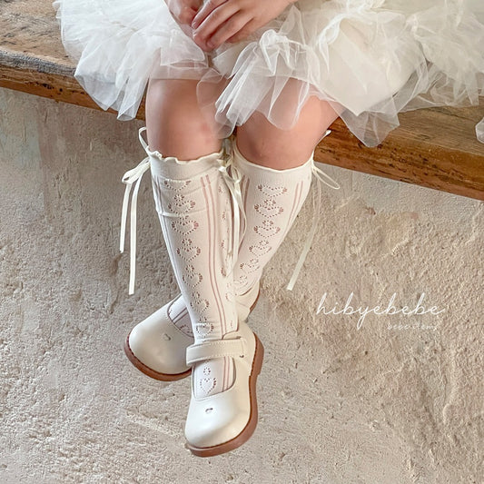 現貨▷ 韓國童裝 24秋 | Hibyebebe Ballerina Ribbon Knee Socks Set 3對裝