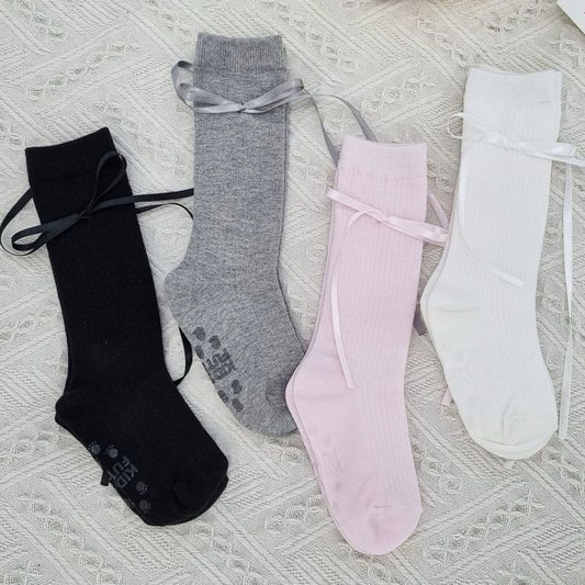 韓國童裝 童襪 絲帶蝴蝶結襪子 Point Ribbon Socks