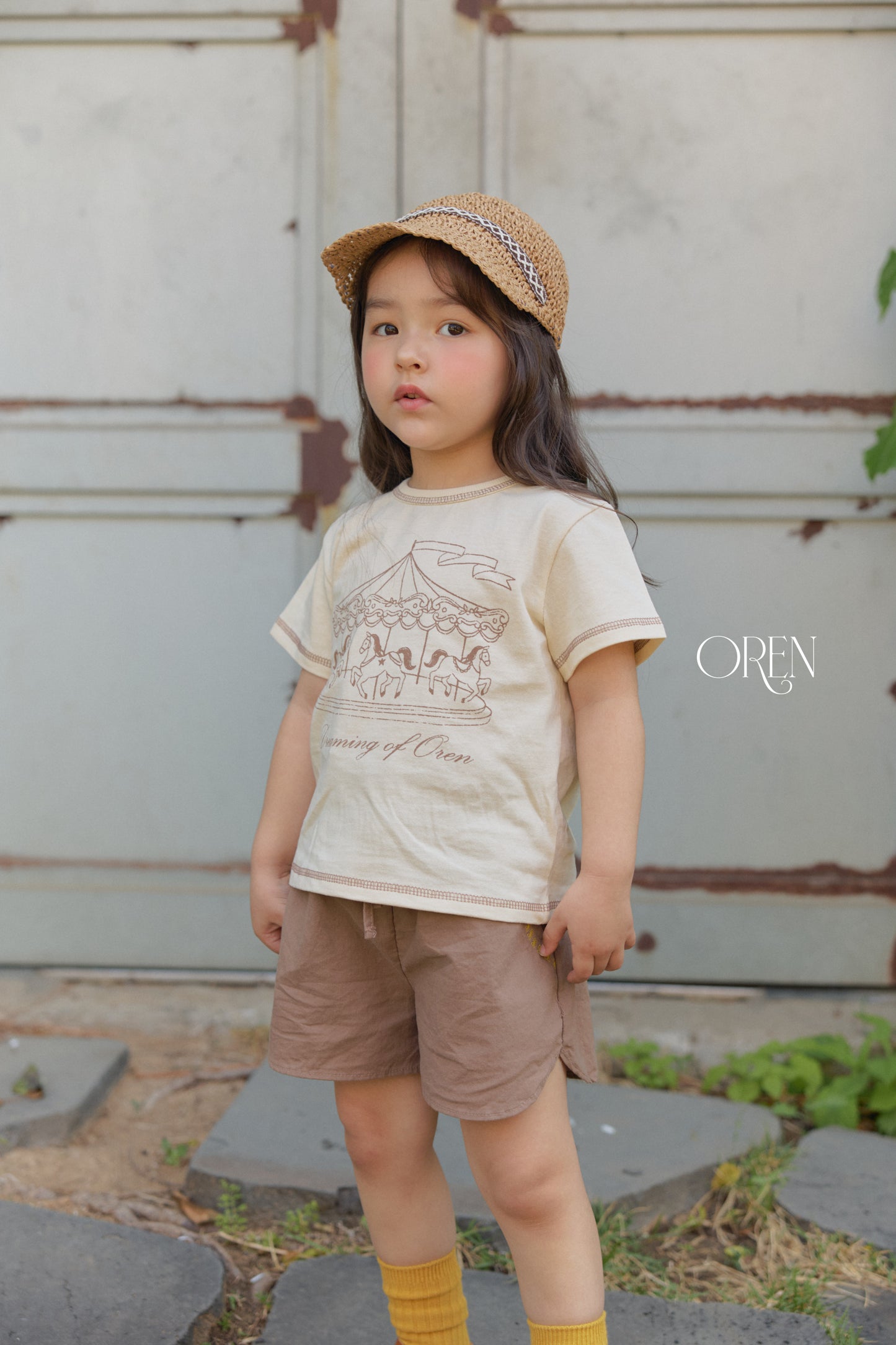 韓國童裝 26夏| OR62 Dreaming Carousel T-shirt 夢幻旋轉木馬T恤 (90-120)
