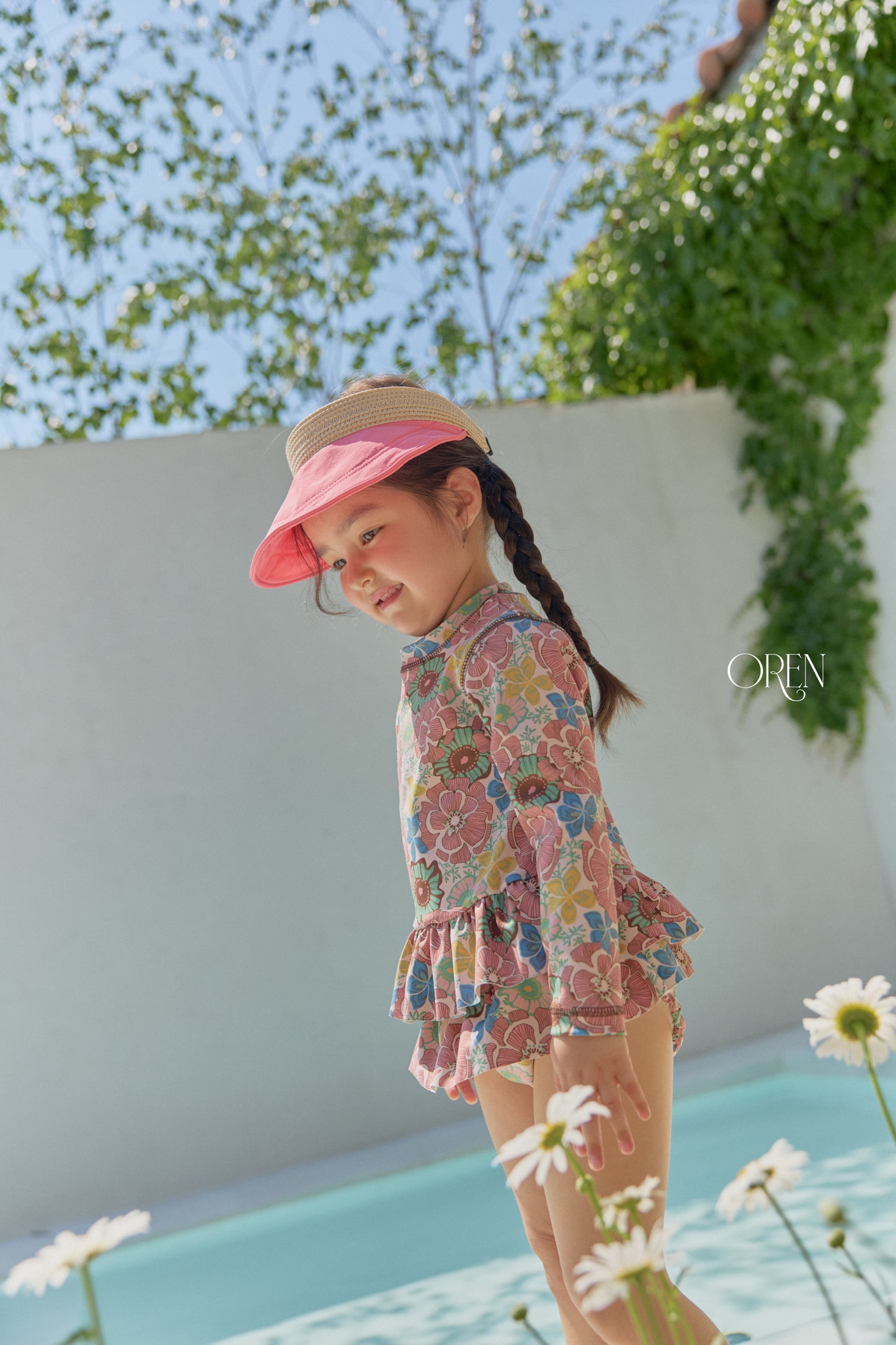 韓國童裝 26夏| OR86 Solea Fleur Rashguard 索雷亞花朵防曬泳裝 (90-110)