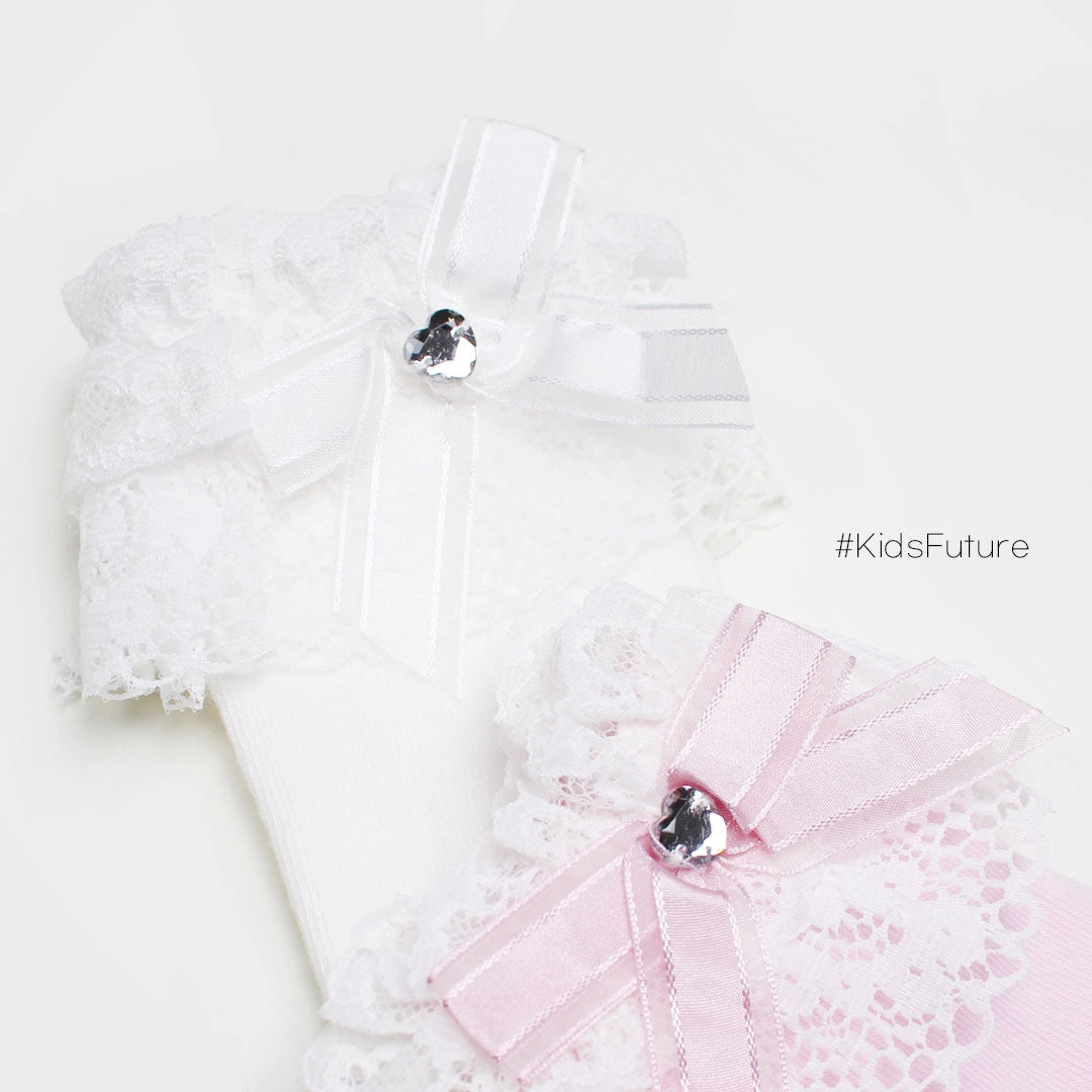 【現貨】韓國童裝 童襪 寶石LACE KNEE SOCKS