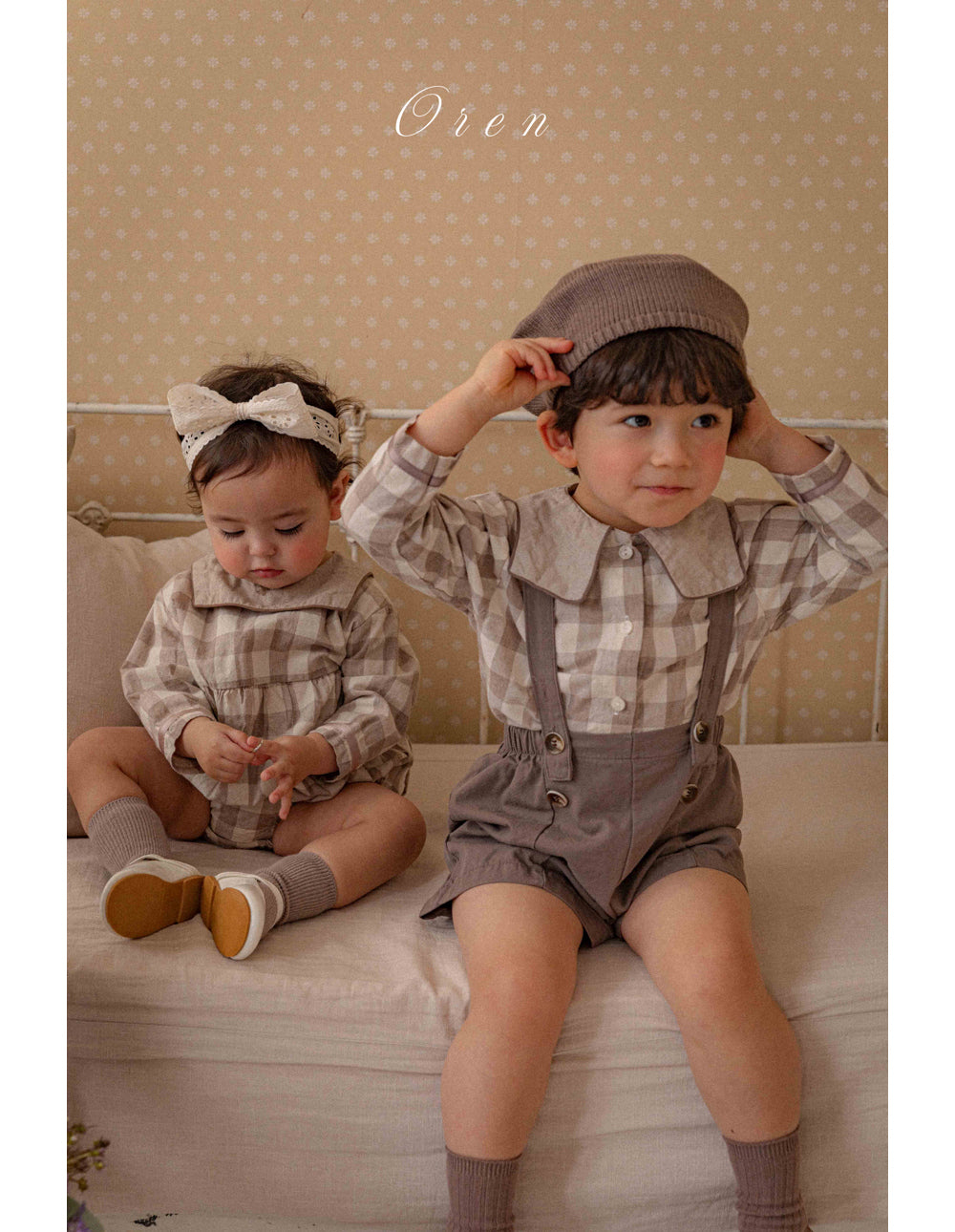 韓國童裝 26春 |  OR94 Checked Top and Bottom (85~120cm)