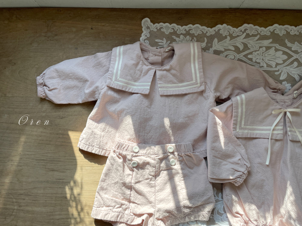 韓國童裝 26春 |  OR61 Milk Sailor Top abd Bottom Set (85~120cm)