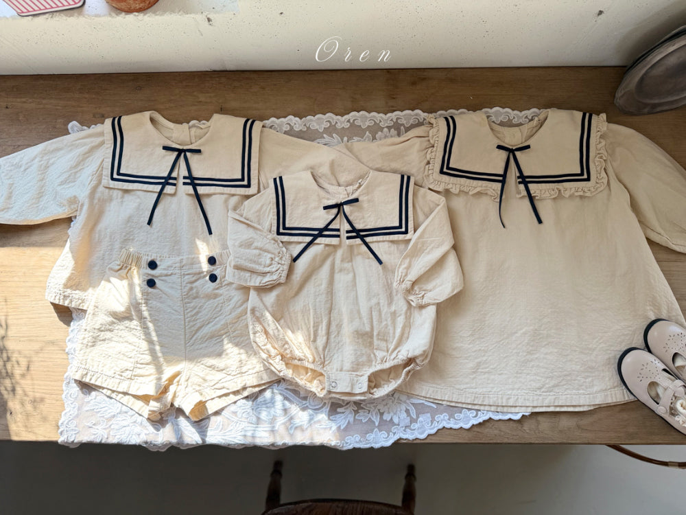 韓國童裝 26春 |  OR61 Milk Sailor Top abd Bottom Set (85~120cm)