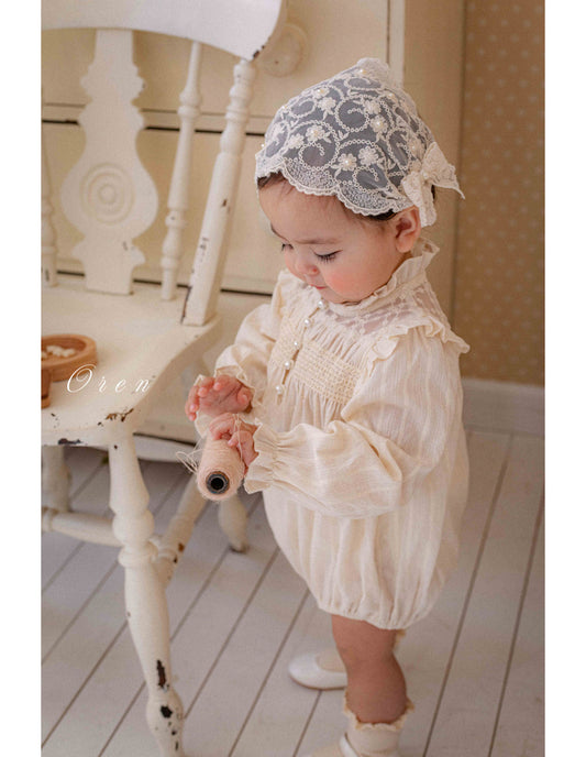韓國童裝 26春 |  OR80 Rosette Pearl Bonnet