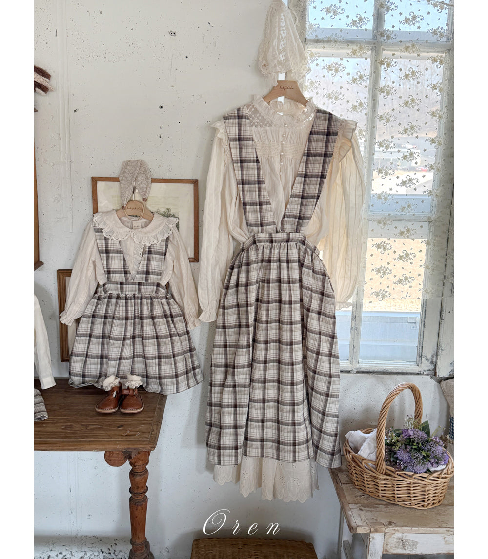 韓國童裝 26春 |  OR76 Check one-piece dress (85~120cm)