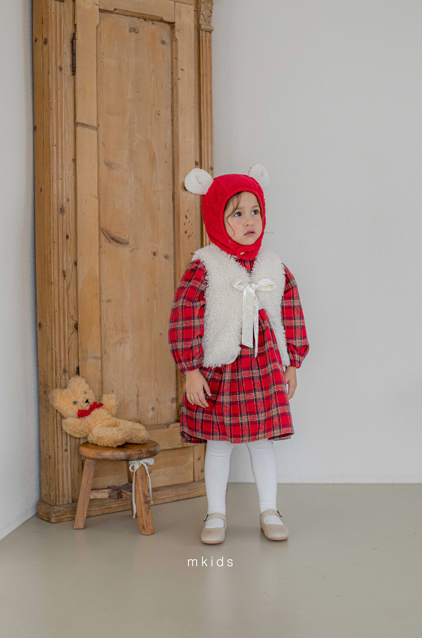 韓國童裝 25秋冬 | MD25440 Merry Check Kids OPS