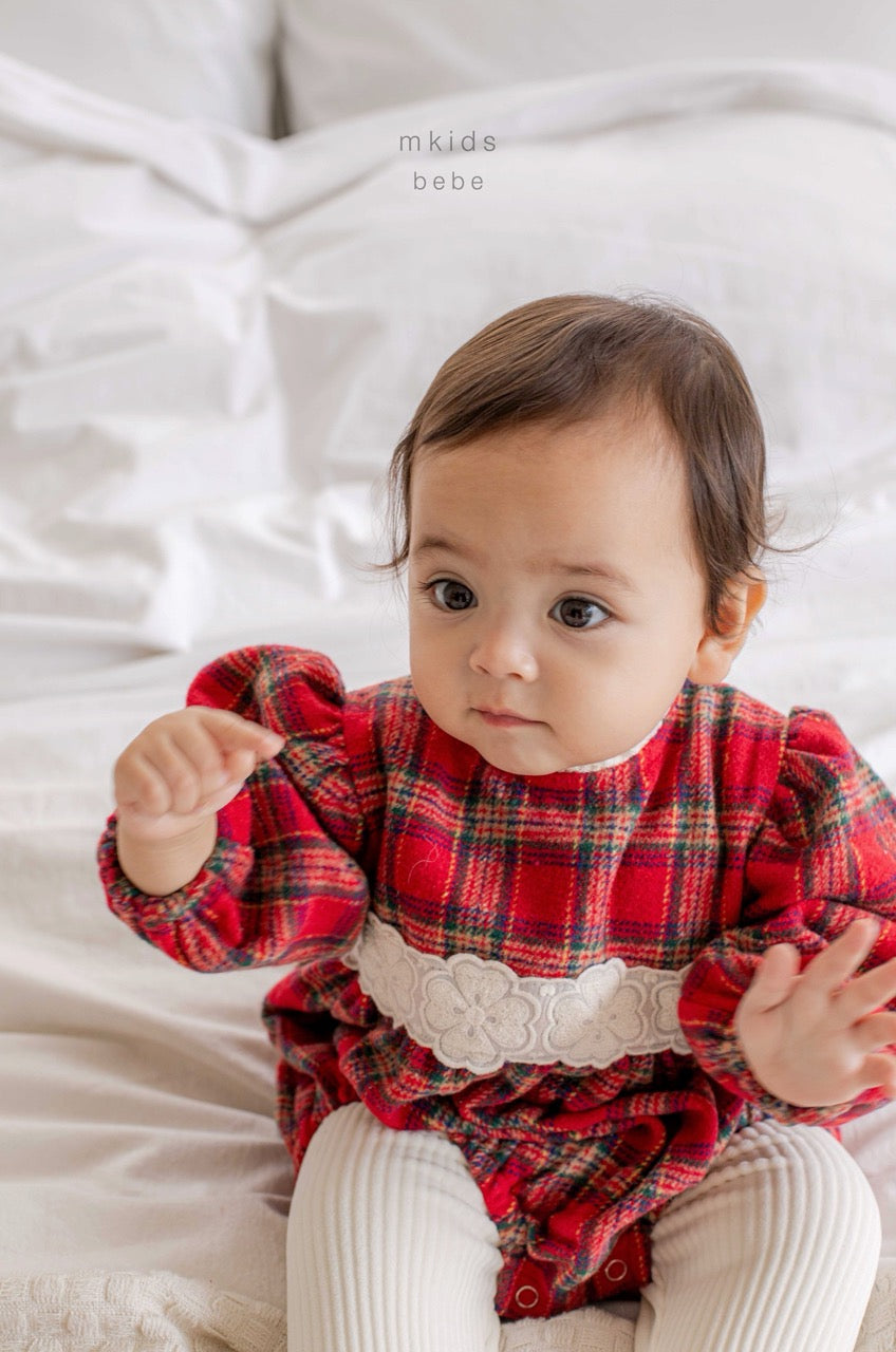 韓國童裝 25秋冬 | MD25412 Merry Check Baby Suit