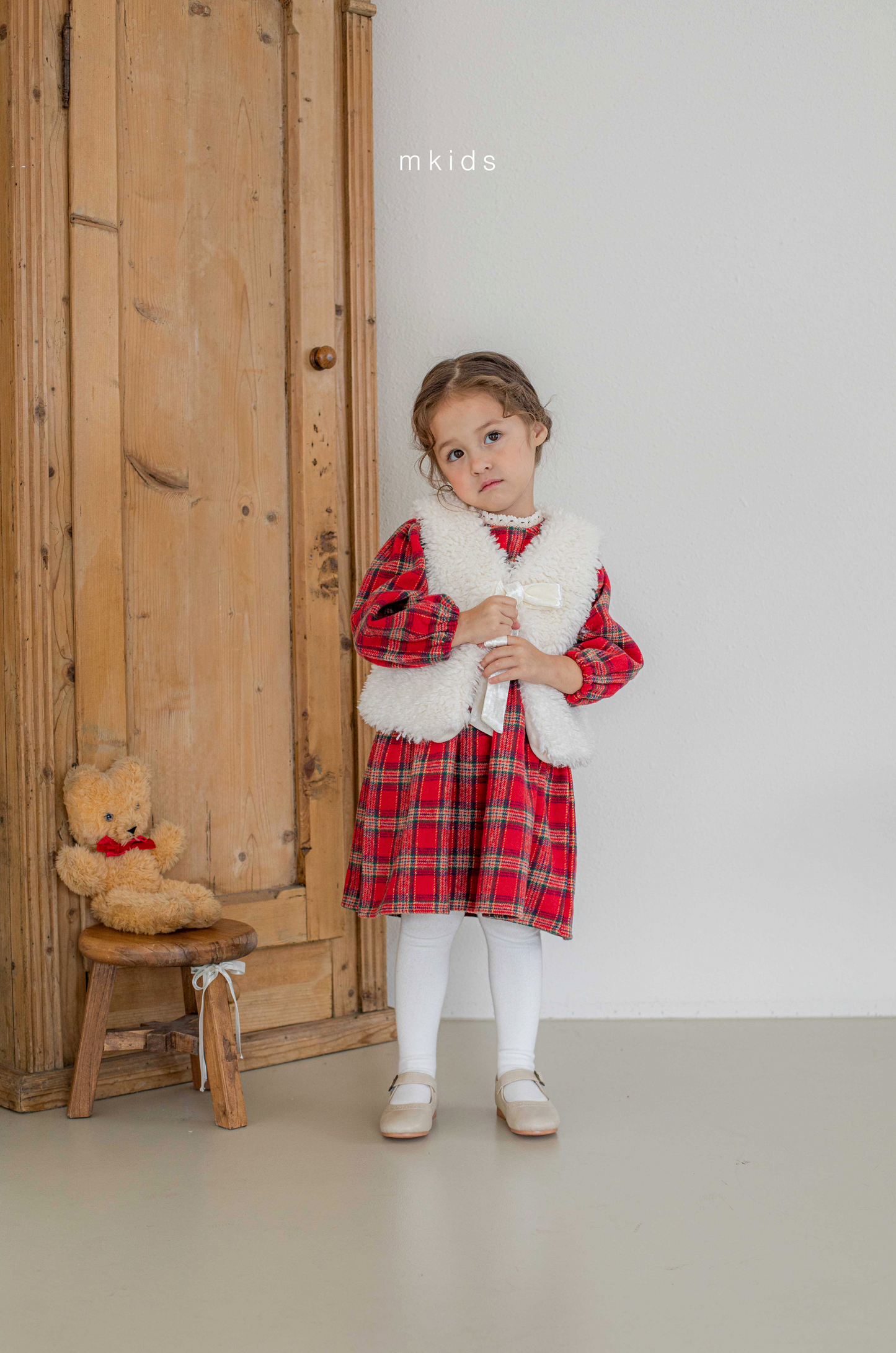 韓國童裝 25秋冬 | MD25440 Merry Check Kids OPS