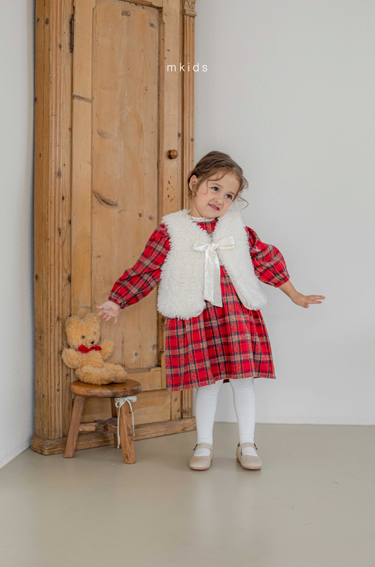 韓國童裝 25秋冬 | MD25440 Merry Check Kids OPS