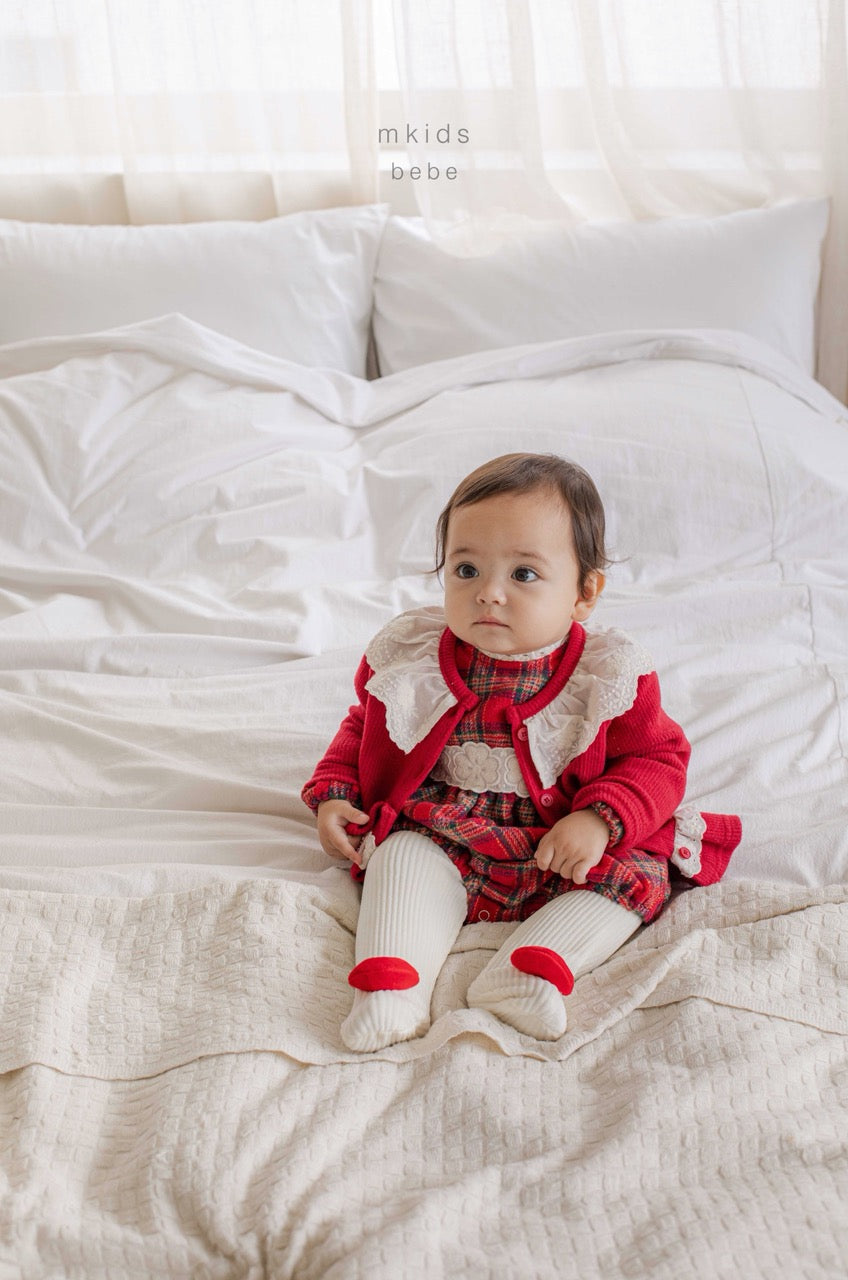 韓國童裝 25秋冬 | MD25412 Merry Check Baby Suit