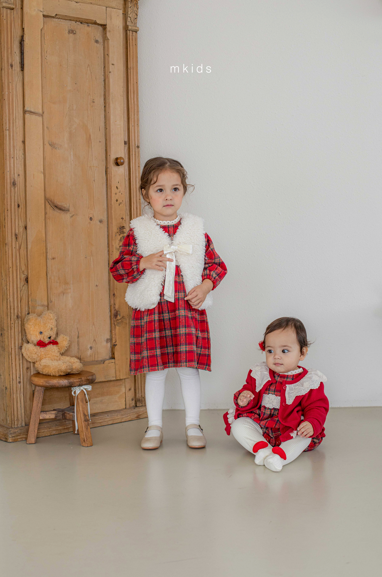 韓國童裝 25秋冬 | MD25440 Merry Check Kids OPS