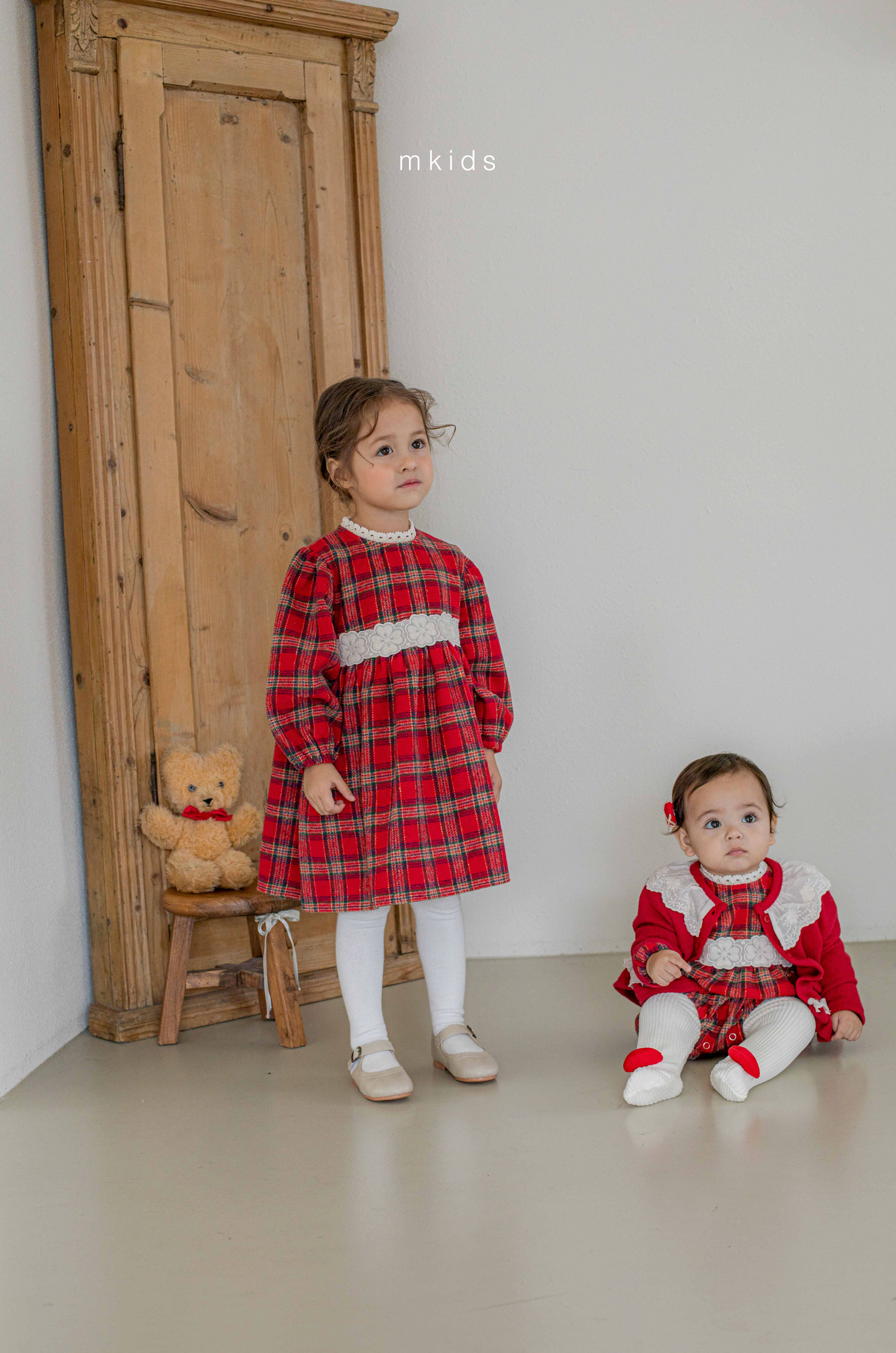 韓國童裝 25秋冬 | MD25440 Merry Check Kids OPS