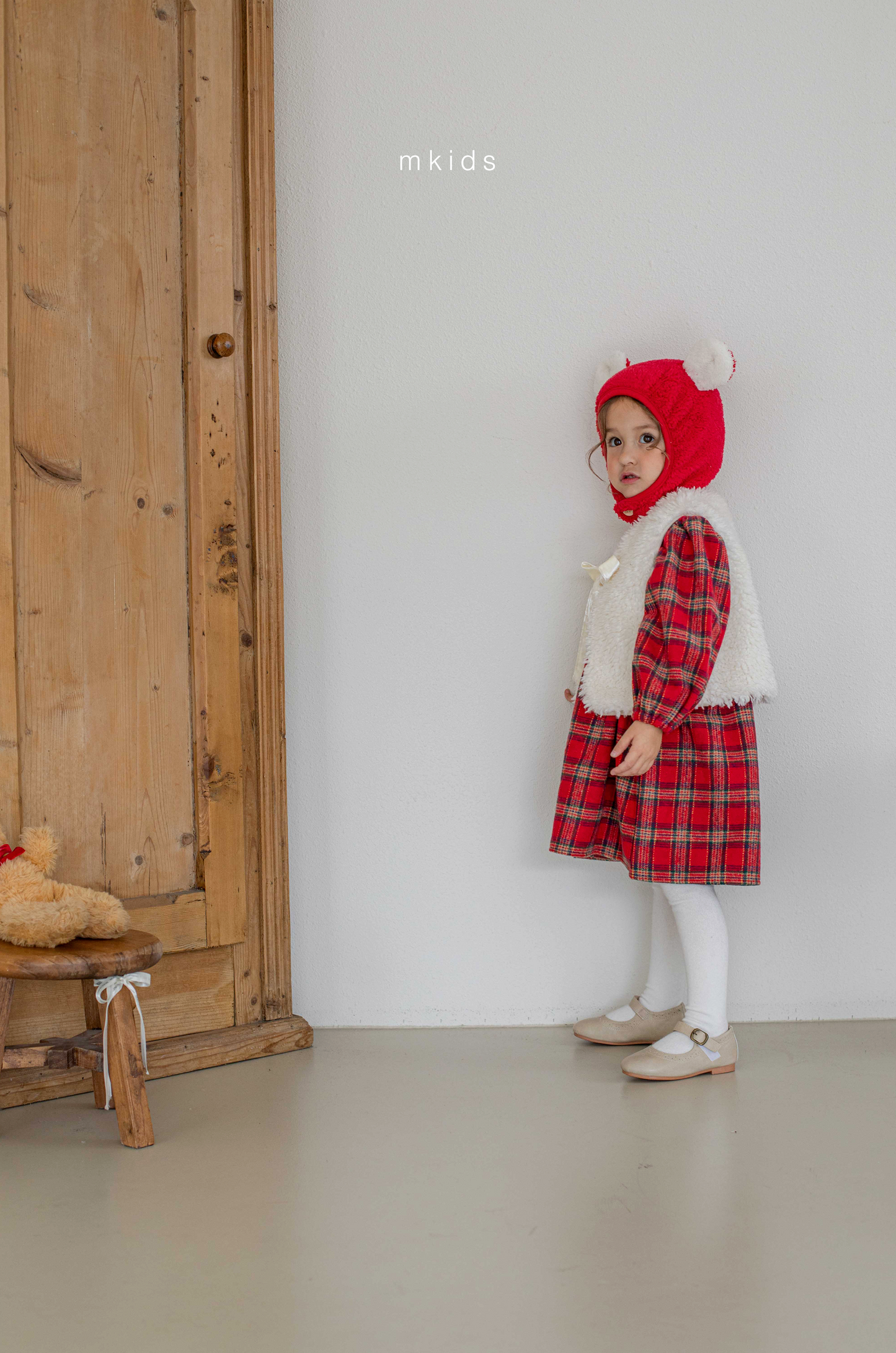 韓國童裝 25秋冬 | MD25440 Merry Check Kids OPS