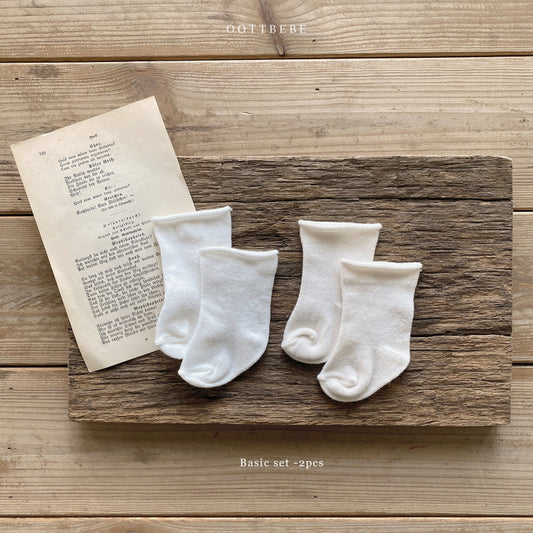 韓國童裝 | OT25110 OT Newborn Socks Set (Solid Set of 2)