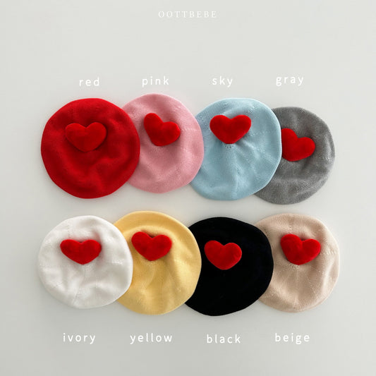 韓國童裝 | OT25370 Heart Knit Beret
