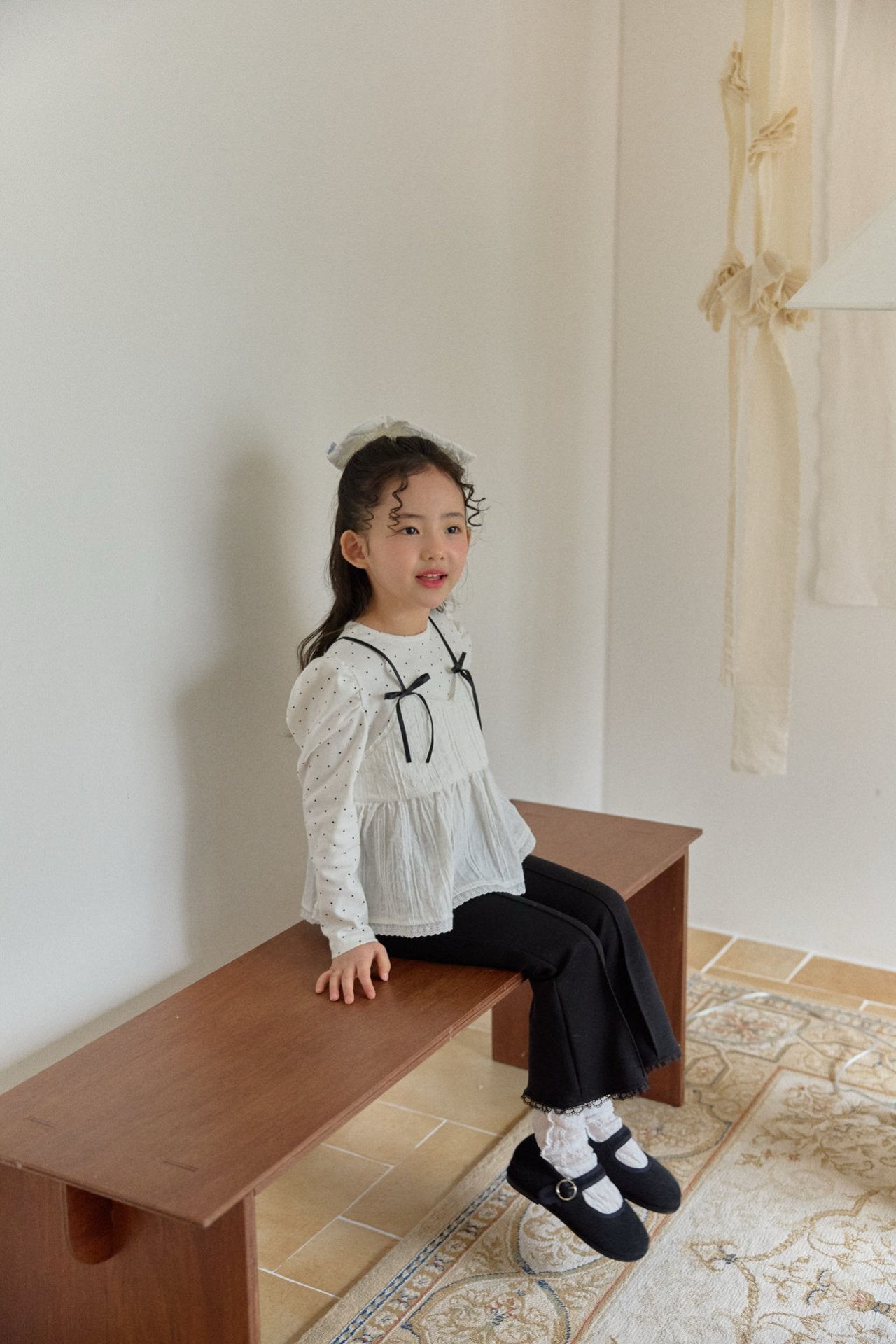 韓國童裝 26春 | BB26107 黑白配 Petit Ribbon Layer