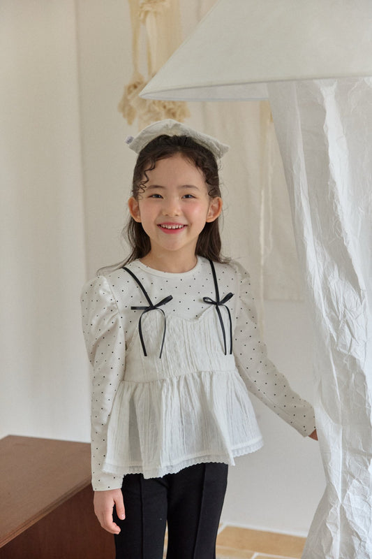韓國童裝 26春 | BB26107 黑白配 Petit Ribbon Layer
