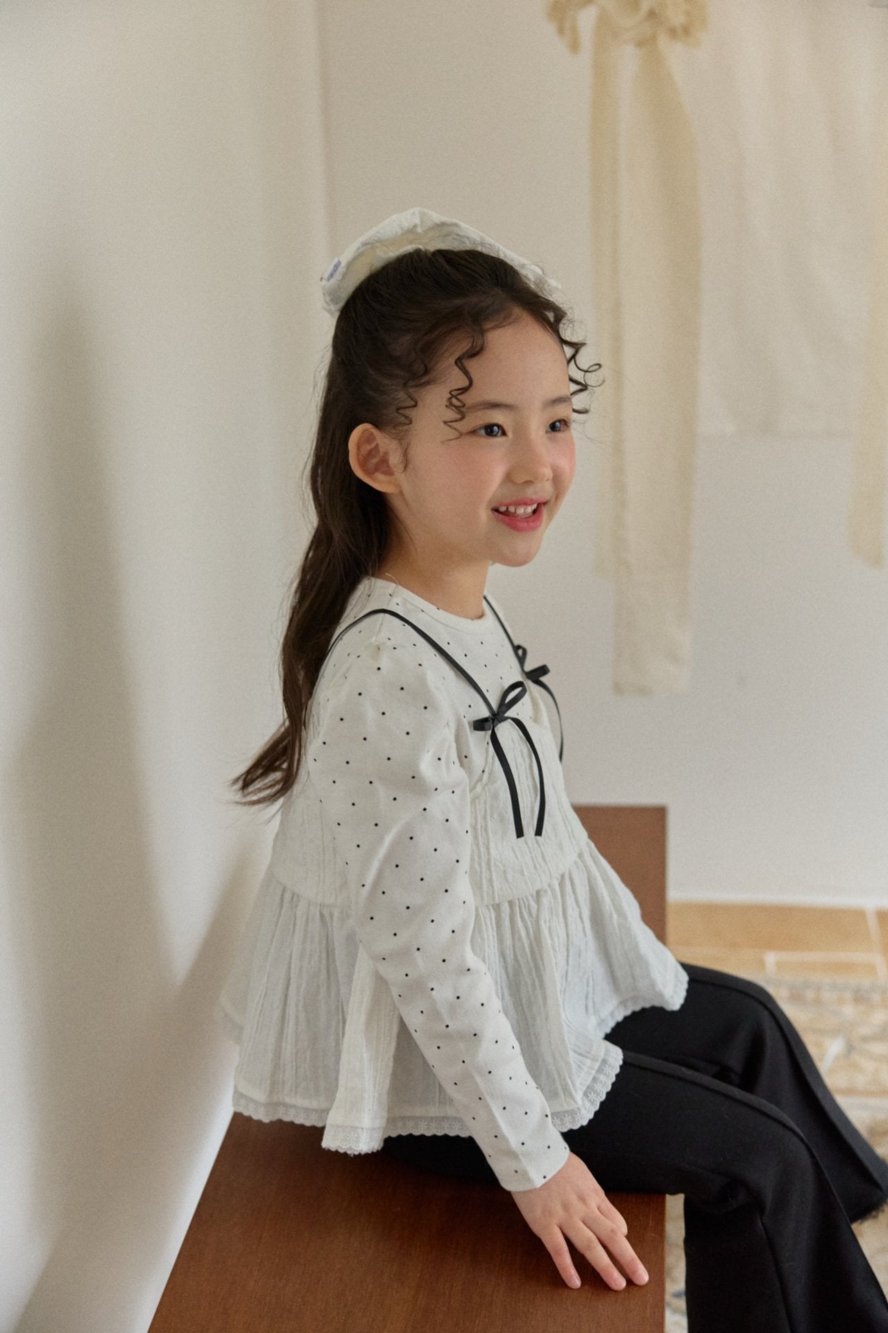 韓國童裝 26春 | BB26107 黑白配 Petit Ribbon Layer