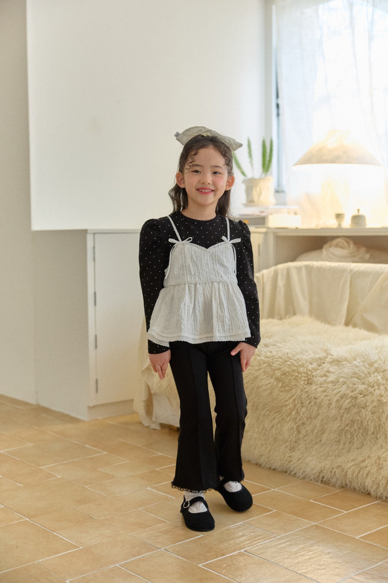 韓國童裝 26春 | BB26107 黑白配 Petit Ribbon Layer