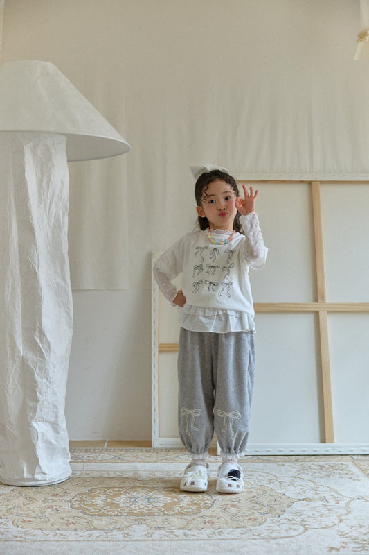 韓國童裝 26春 | BB26108 Berry Cozy Ribbon Pants 蝴蝶結長褲