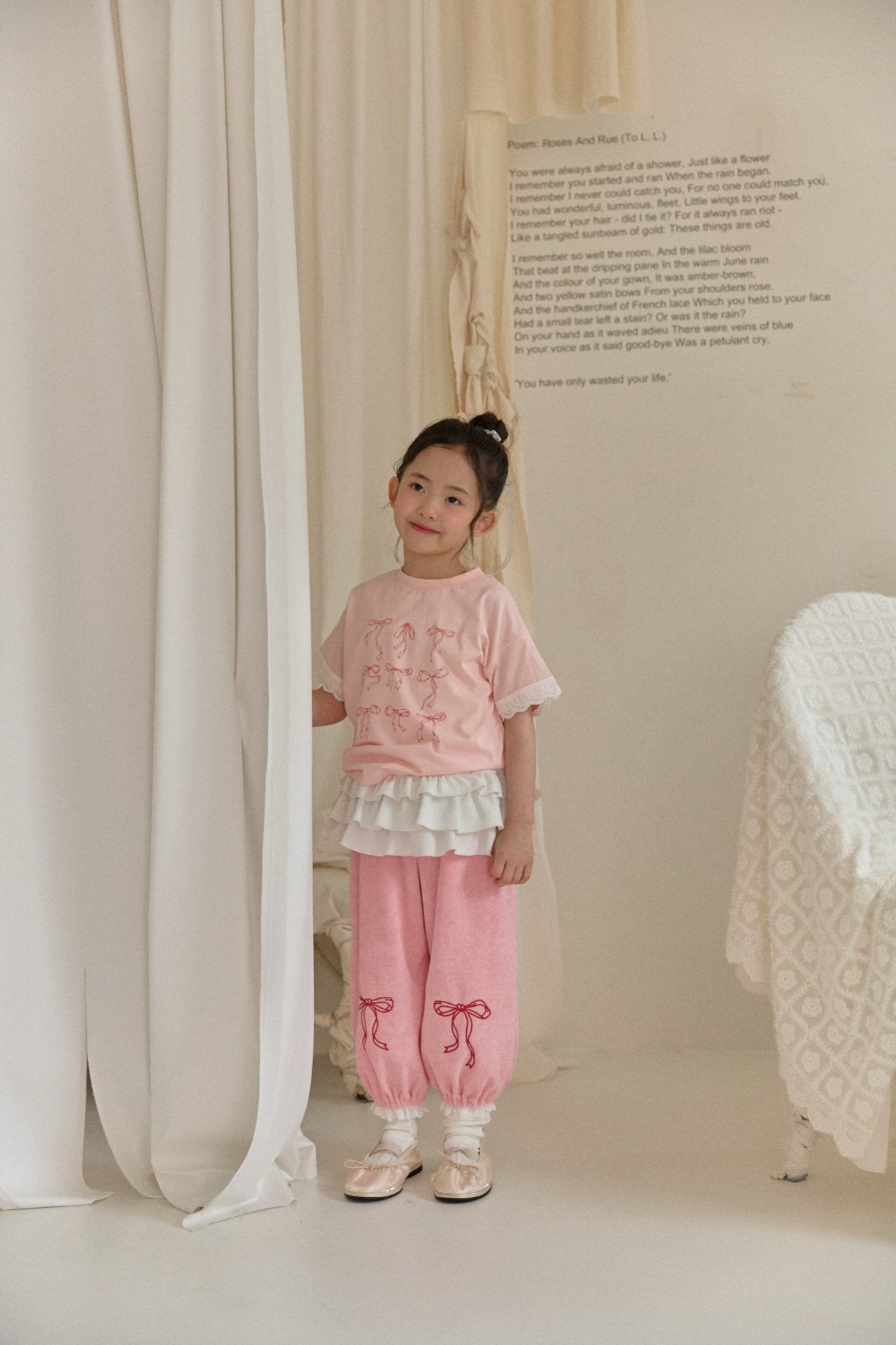 韓國童裝 26春 | BB26108 Berry Cozy Ribbon Pants 蝴蝶結長褲