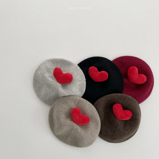 韓國童裝 | OT25375 Heart Beret (Cool Tone)