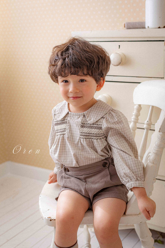 韓國童裝 26春 |  OR87 Cherry Smoking Blouse + Pants (85~120cm)