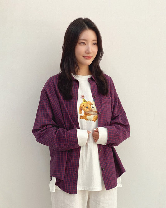 韓國童裝 26秋| OT55 Cappuccino Check Shirt Adult 上衣