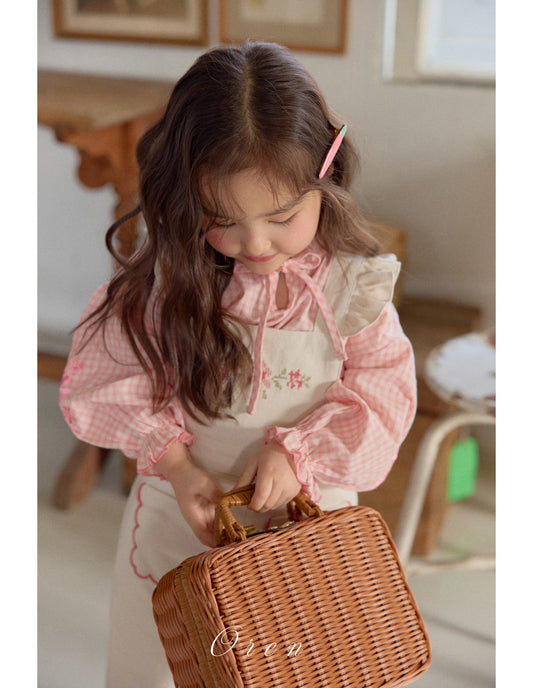韓國童裝 26春 |  OR45 Check embroidery blouse (85~120cm)