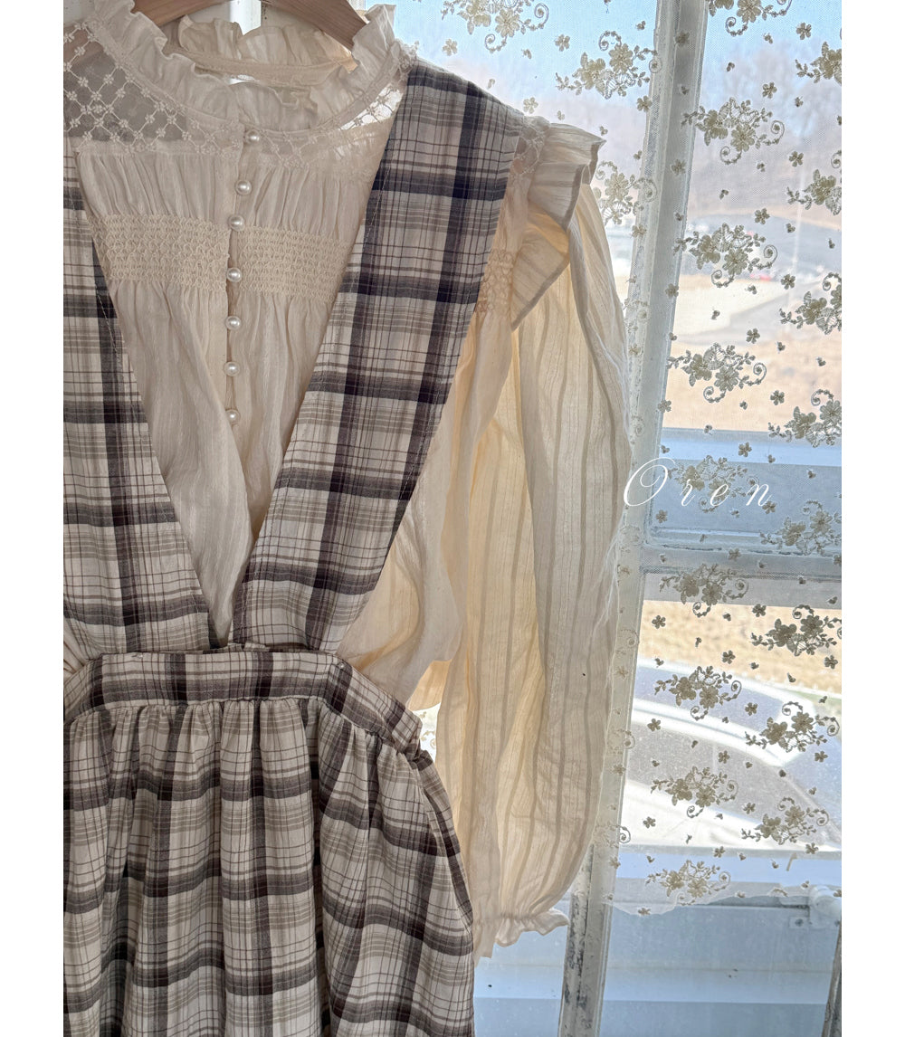 韓國童裝 26春 |  OR79 Check Mom Dress (Free Size)