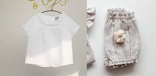 (現貨✨) elephant & castle 高檔品牌 - 文青套裝 (12m/18m) Vere Blouse with Bola Linen Bloomer 高檔品牌 - FLO | FLOWERKKOCH 