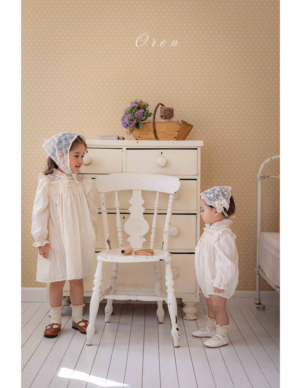 韓國童裝 26春 |  OR80 Rosette Pearl Bonnet