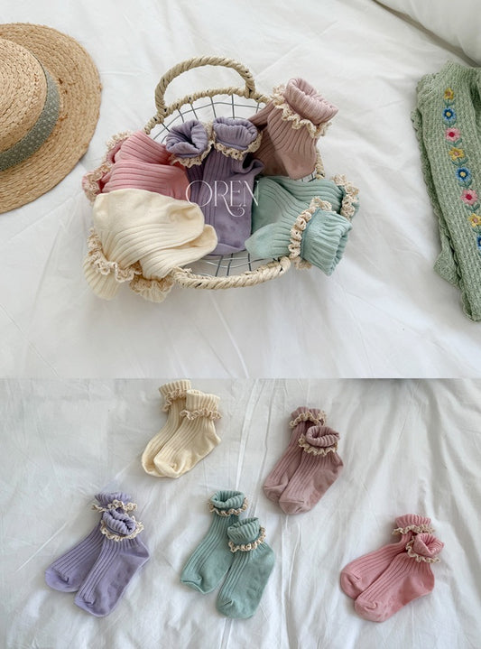 現貨▷ 韓國童裝 26春 |  OR59  Lace Short Socks Set 馬卡龍襪仔