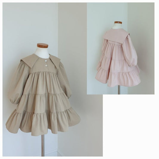 韓國童裝 26秋| EL02 Sailor Cancan Dress (Pink/Beige) (85-120)