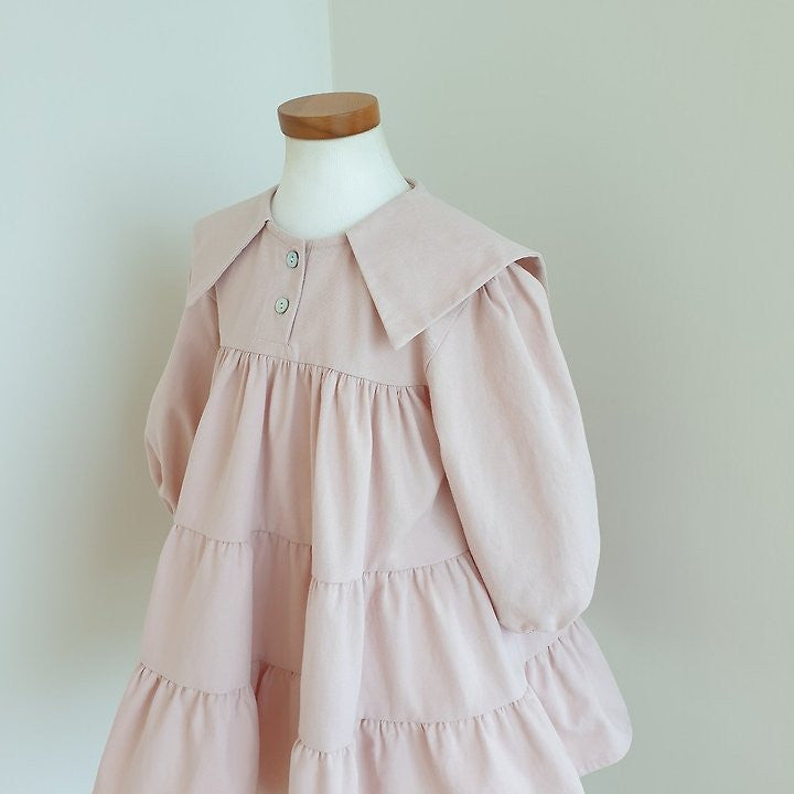 韓國童裝 26秋| EL02 Sailor Cancan Dress (Pink/Beige) (85-120)
