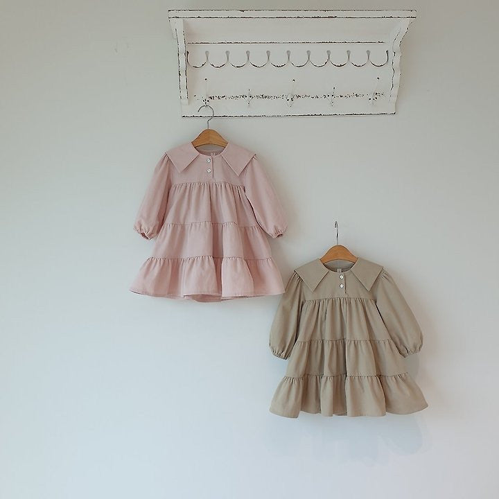 韓國童裝 26秋| EL02 Sailor Cancan Dress (Pink/Beige) (85-120)