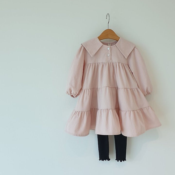 韓國童裝 26秋| EL02 Sailor Cancan Dress (Pink/Beige) (85-120)