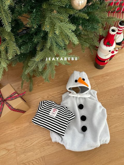 韓國童裝 25秋冬 | JE25408 Snowman 2-set (Suit+Hat)