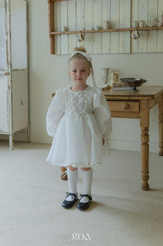 韓國童裝 25秋 | RO25321 Kids Dress Floral White